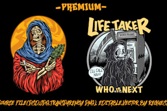 create custom skull illustration for t shirt streetwear