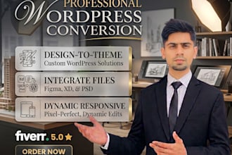convert xd, figma, psd or html templates to wordpress
