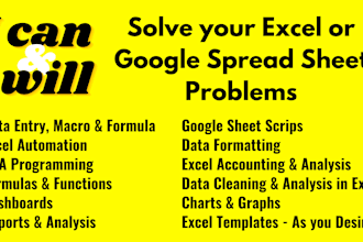 be your excel expert for data entry, macros, templates, and more