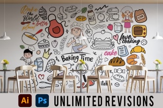 design professional doodle walls, murals, wallpaper