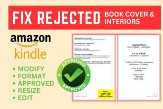 fix rejected amazon kdp book cover resize and edit kdp cover