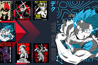 gives you pack 20 anime t shirt designs and mockups