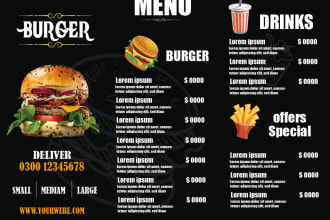 design food menu, restaurant menu design, and digital menu