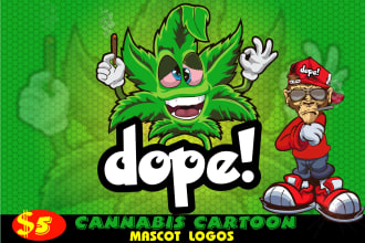 design weed, cannabis, kush cartoon mascot logo for you