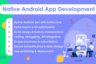 develop native android application with kotlin or java
