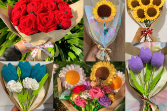 crochet any flower bouquet