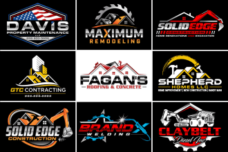design concrete, real estate, welding, construction logo