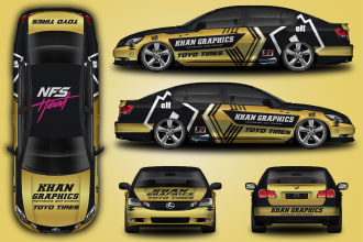 do amazing car wrap design, racing car wrap, van wrap design, truck wrap design