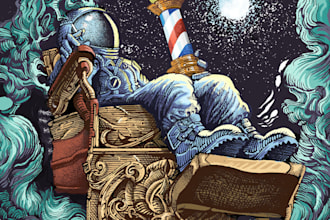 create authentic illustration in color or grayscale