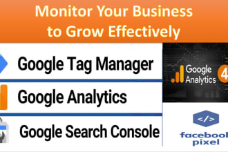 setup or fix google analytics 4, ga4, facebook pixel via tag manager