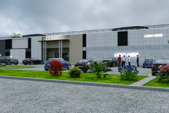 do commercial building, exterior interior realistic render