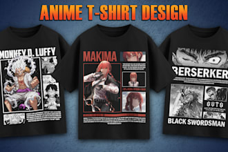 create custom anime t shirt design for you