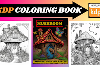 design kids and adults coloring book cover and interior pages for amazon KDP