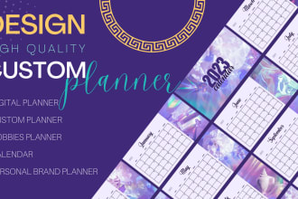 design premium custom planner, digital planner and journal
