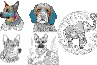 100 animals mandala coloring pages for KDP and etsy