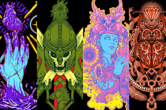 draw surreal dark illustration for any merchandise