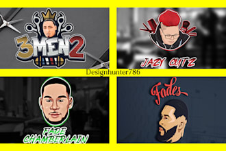 design cartoon barber logo for shop and salon