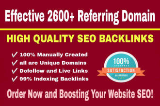 build 2600 referring domain high quality SEO backlinks for website rank