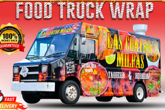 design stylish food truck wrap, food van wrap, or food trailer wrap design