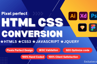convert figma to html psd to html xd to html css bootstrap 5 responsive