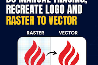 do manual tracing, recreate logo and raster to vector