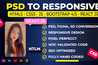 do psd to html, ai to html, pdf to html bootstrap website designs