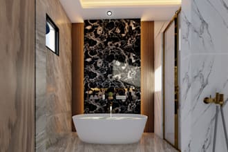 design bathroom interior in 3d model, 3d render and animation