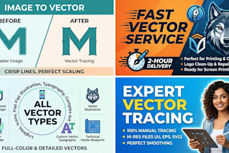 manually vector trace logo, redraw and convert to vector