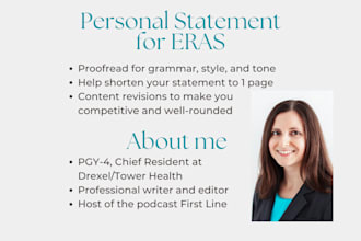 review your eras personal statement for residency apps