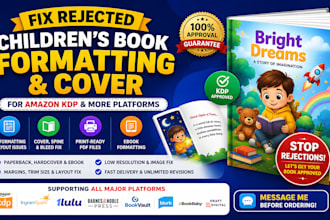 fix rejected amazon KDP book and cover formatting