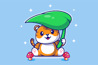 design cute kawaii logo, emoticons, or chibi character