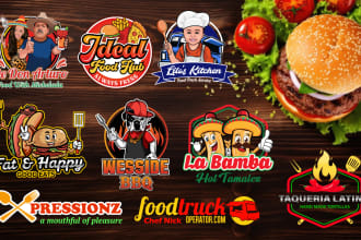 design food truck, mexican restaurant or fast food logo
