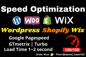 speed up wix shopify wordpress website on gtmetrix google pagespeed load time