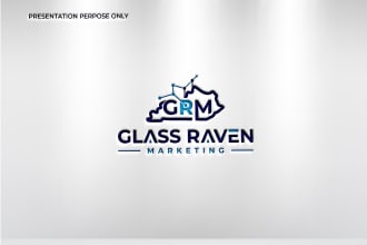 design a unique glass raven marketing logo for your business