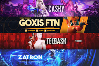 design fortnite gaming banners for youtube, twitch and twitter