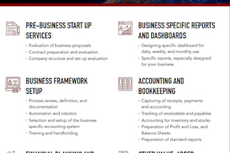 do financial statement, profit and loss, cash flow and budgeting