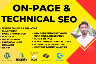 do complete onpage technical SEO service for wordpress shopify wix shopware