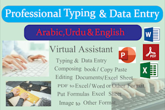 do data entry and typing  in arabic, urdu, and english  etc