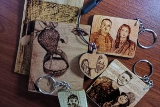 create a nature inspired illustration with wood key tag