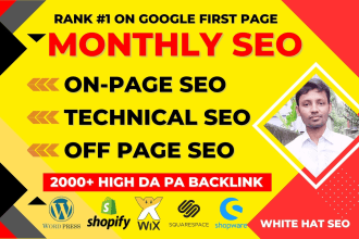 expert complete white hat monthly SEO service package in wordpress shopify wix