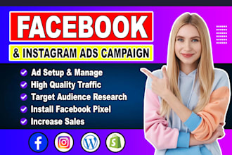 set up facebook ads campaign, instagram ads, shopify ads,