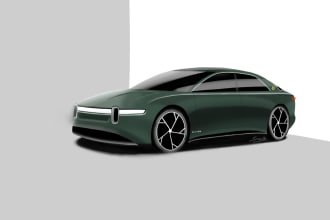 sketch, render, 2d blueprints, technical drawings of cars
