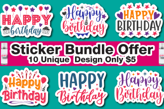 create typography sticker designs and custom sticker design