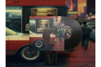 make vintage retro, modern album cover art