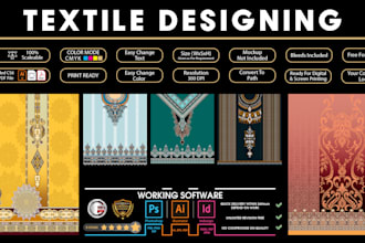 make textile suit seamless pattern design and embroidery