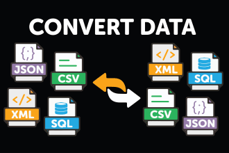 convert CSV, json, sql, XML files from one format to another