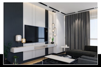 design modern and minimal home, rooms, interiors with 10 renders