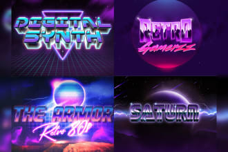 make 80s retro logo of vintage synthwave modern styles