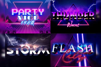 do 80s outrun retro logo styles in synthwave text designs