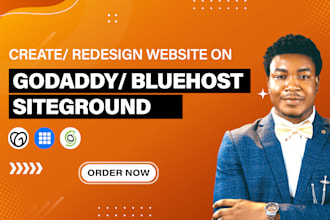 create and redesign a professional website on godaddy, bluehost, siteground